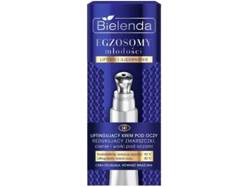 Bielenda Egzosomy Młodości, liftingujący krem pod oczy, redukujący zmarszczki, cienie i worki pod oczami, 15 ml