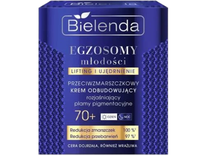 Bielenda Egzosomy Młodości, przeciwzmarszczkowy krem odbudowujący, rozjaśniający plamy pigmentacyjne 70+, 50 ml