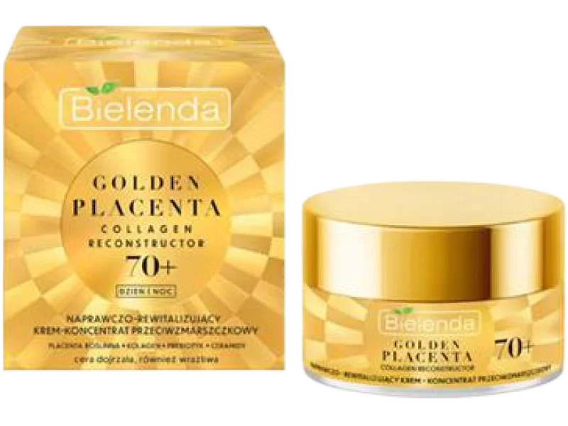 Bielenda Golden Placenta Collagen Reconstructor naprawczo-rewitalizujący krem-koncentrat przeciwzmarszczkowy 70+ dzień/noc, 50 ml