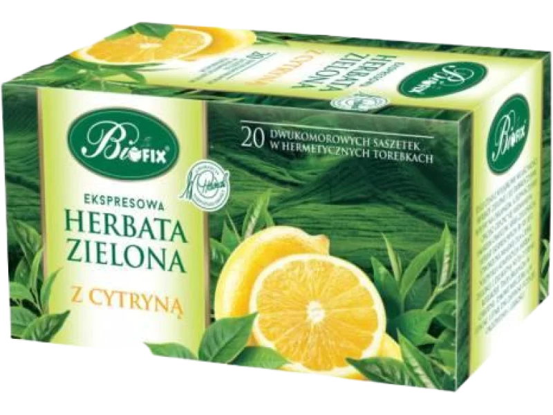 BiFix Ekspresowa herbata zielona z cytryną, zioła do zaparzania, 20x2g g