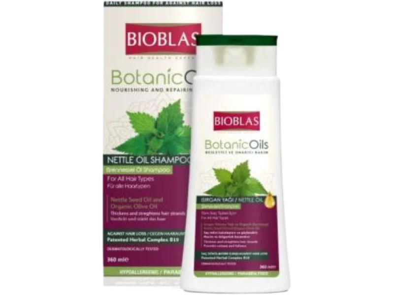BIOBLAS Botanic Oils ziołowy szampon przeciw wypadaniu włosów z olejem pokrzywowym, 360 ml