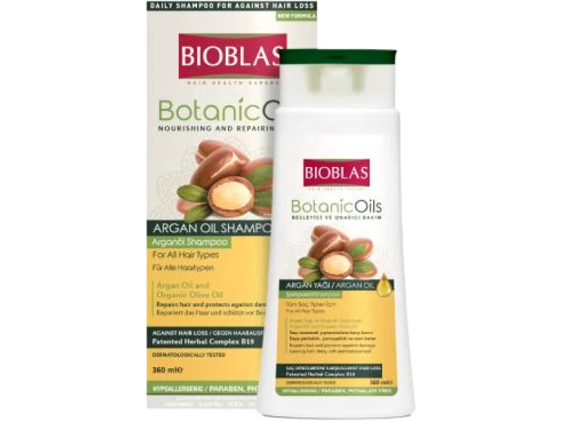 BIOBLAS Botanic Oils ziołowy szampon przeciw wypadaniu włosów z olejkiem arganowym, 360 ml