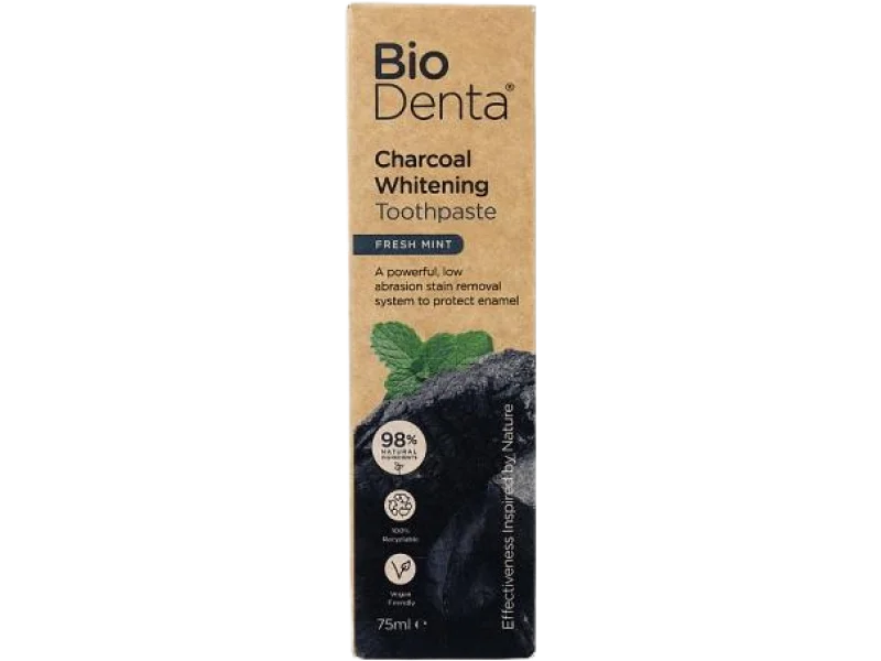 BIODENTA Charcoal Whitening Fresh Mint Pasta do zębów z węglem aktywnym, 75 ml