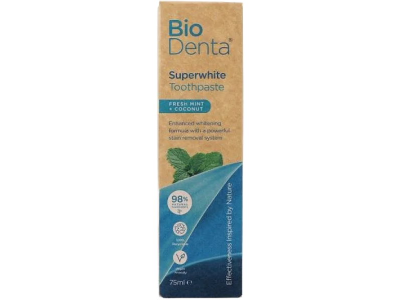 BIODENTA Superwhite Fresh Mint + Coconut, pasta, 75 ml