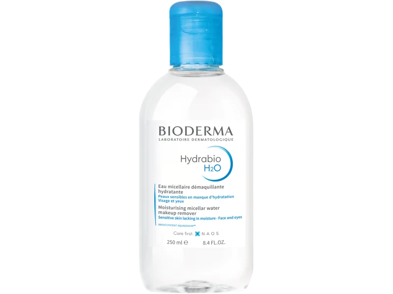 BIODERMA Hydrabio H2O, nawilżający płyn micelarny do oczyszczania twarzy i zmywania makijażu, 250 ml