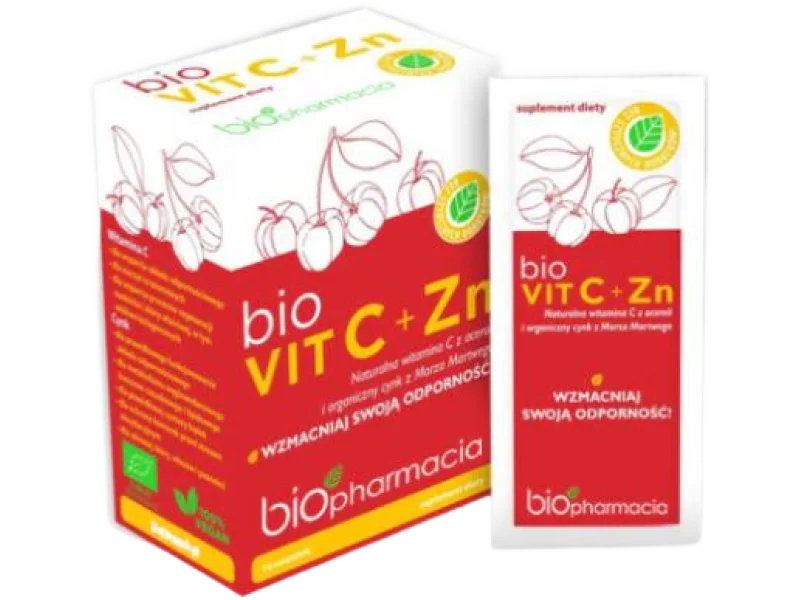 BIOPHARMACIA Bio VIT C + Zn Naturalna Witamina C i Organiczny cynk, saszetki, 14 sasz.