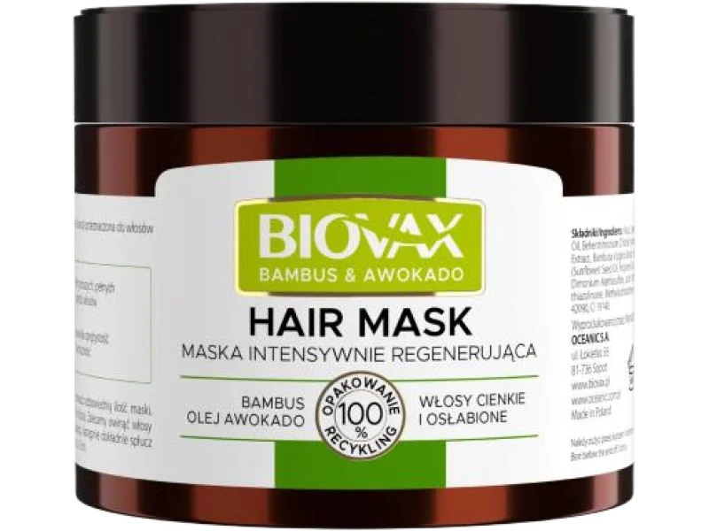 BIOVAX BAMBUS AVOCADO Maseczka intensywnie regenerująca, maska, 250 ml