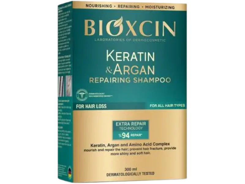 Bioxcin Keratin&Argan regenerujący przeciw wypadaniu włosów, szampon, 300 ml