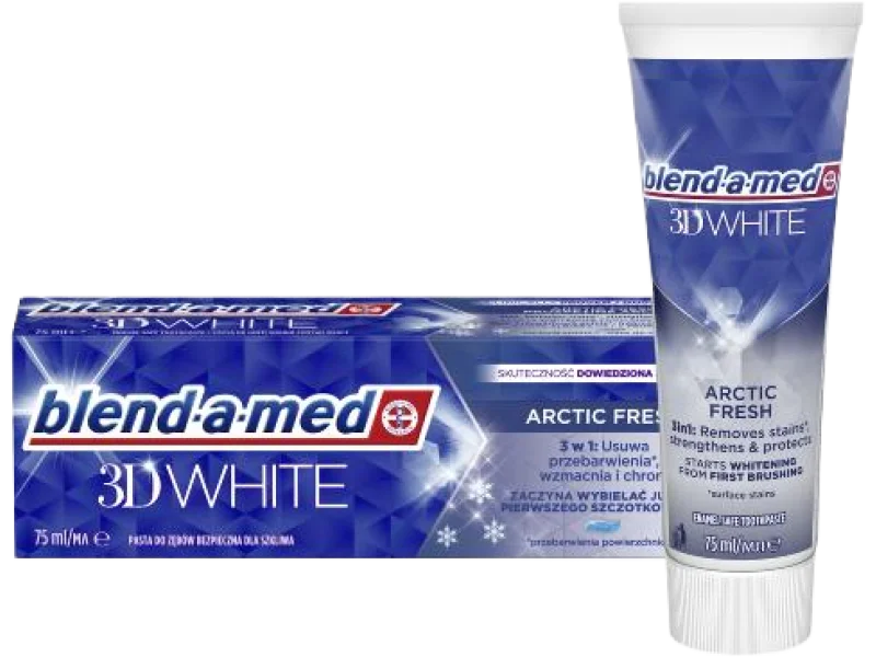 BLEND-A-MED 3D White Arctic Fresh Pasta do zębów wybielająca, 1450 ppm, 75 ml