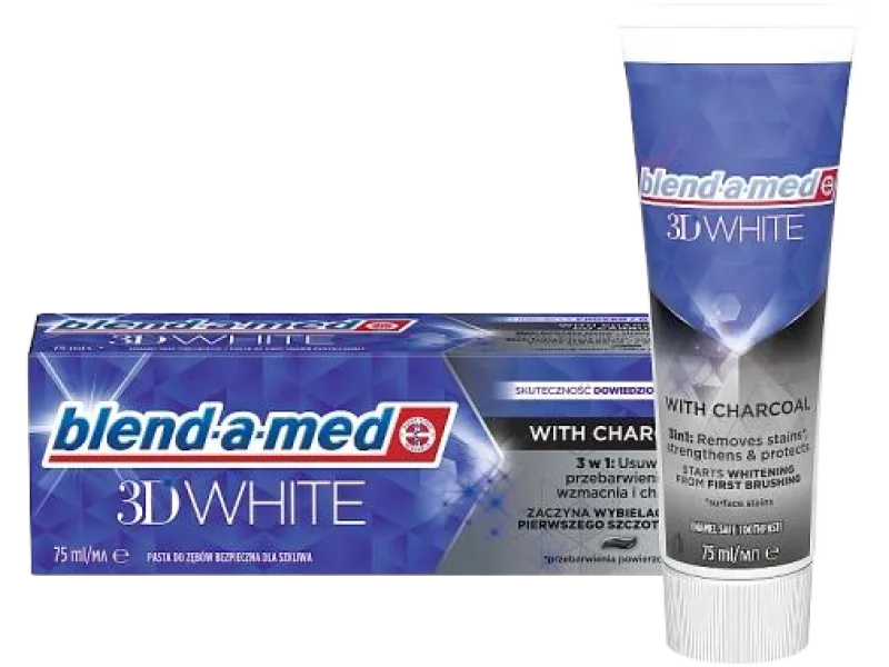 Blend-a-med 3D White with Charcoal, pasta, 75 ml