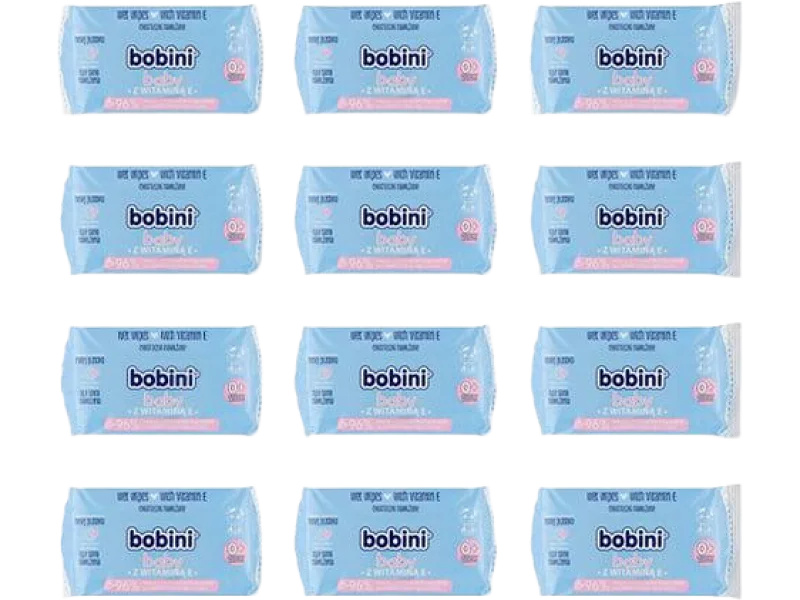 BOBINI BABY Chusteczki nawilżane dla dzieci i niemowląt z witaminą E, 60 szt.