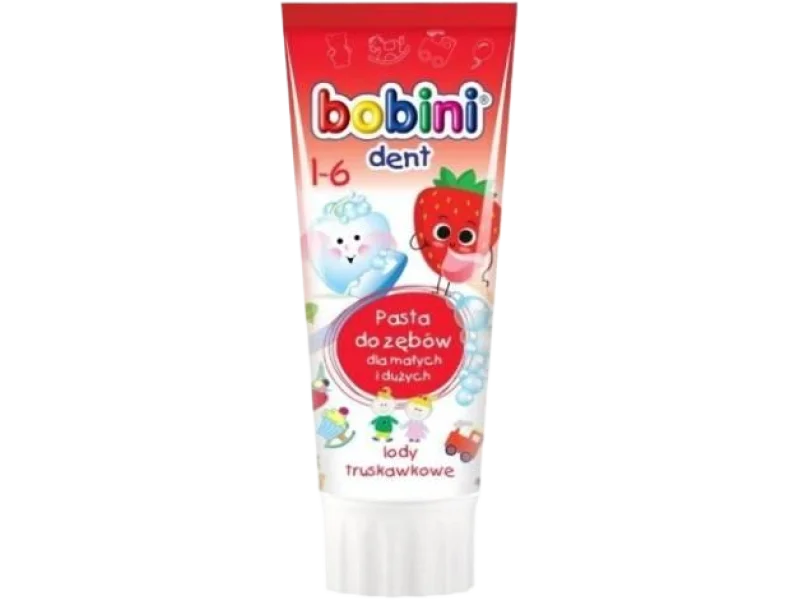 BOBINI DENT Pasta do zębów lody truskawkowe 1+, 500 ppm, 75 ml