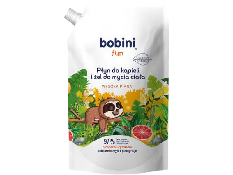Bobini Fun płyn do kąpieli i żel do mycia wysoka piana o zapachu cytrusów zapas, 500 ml