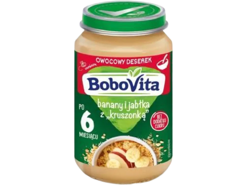 BOBOVITA Banany i jabłka z kruszonką po 6. miesiącu, deser, 190 g