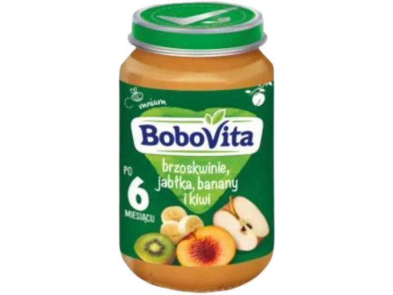 BoboVita brzoskwinie jabłka banany i kiwi po 6 miesiącu, przecier, 190 g