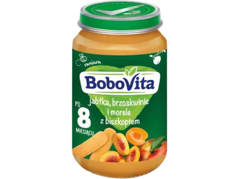 BoboVita deserek jabłka, morele i brzoskwinie z biszkoptem, 190 g