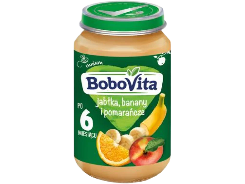 BoboVita jabłka banany i pomarańcze po 6 miesiącu, deserek, 190 g