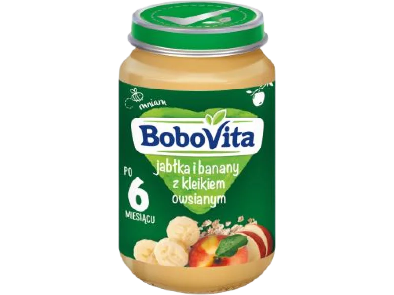 BoboVita Jabłka i banany z kleikiem owsianym po 6 miesiącu, przecier, 190 g