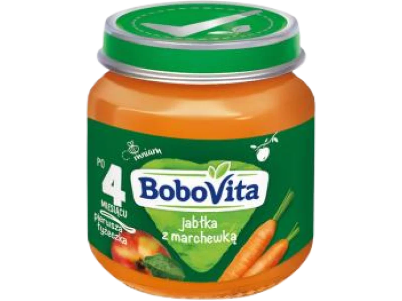 BoboVita jabłka z marchewką po 4 miesiącu, przecier, 125 g