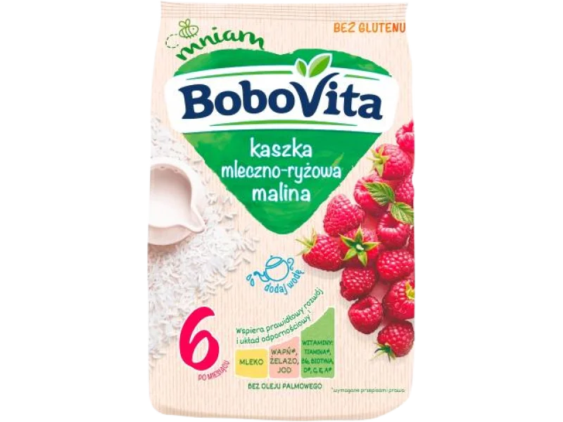 BoboVita Kaszka mleczno-ryżowa malina, proszek, 230 g