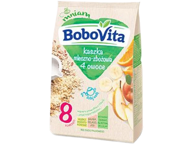 BoboVita Kaszka mleczno-zbożowa 4 owoce, proszek, 230 g