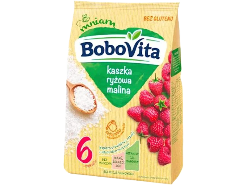 BoboVita Kaszka ryżowa Malina po 6. miesiącu, proszek, 180 g
