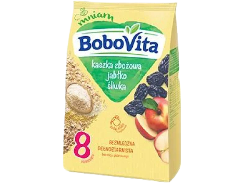 BoboVita Kaszka zbożowa jabłko śliwka, proszek, 0,77 mg/100 g, 180 g