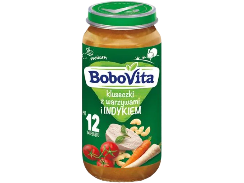 BoboVita Kluseczki z warzywami i indykiem, obiadek, 250 g