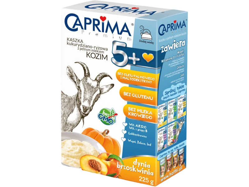 CAPRIMA PREMIUM kaszka kukurydziano-ryżowa z pełnym mlekiem kozim 5+, 225 g