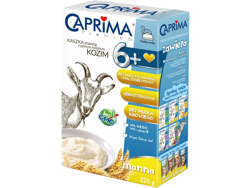CAPRIMA PREMIUM manna z pełnym mlekiem kozim 6+, kaszka, 225 g