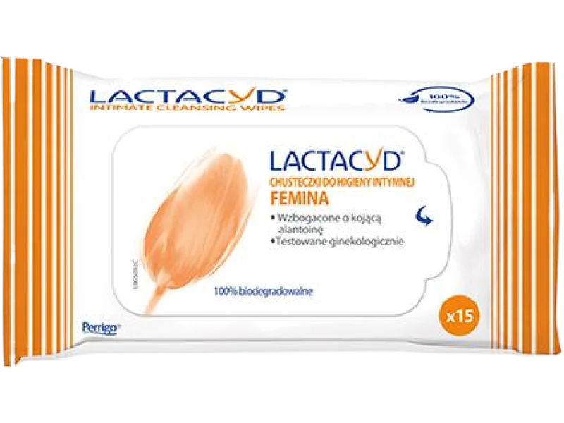 Chusteczki do higieny intymnej LACTACYD FEMINA, 15 szt.