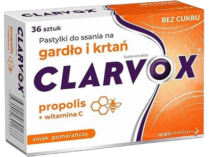 Clarvox Propolis, pomarańcza, pastylki do ssania, 36 past.