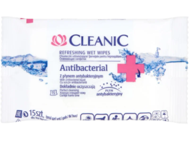 CLEANIC Antibacterial Chusteczki antybakteryjne, 15 szt.