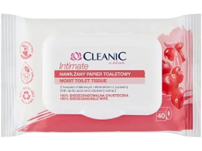 CLEANIC Nawilżany papier toaletowy INTIMATE, chusteczki, 40 szt.