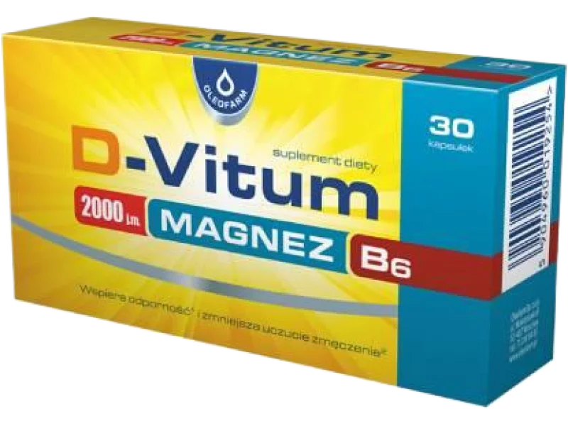 D-Vitum 2000 j.m. Magnez B6, kapsułki, 30 kaps.