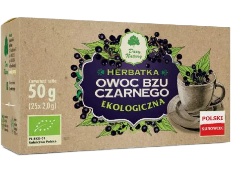 DARY NATURY Bez czarny owoc EKO, zioła do zaparzania, 25 sasz.