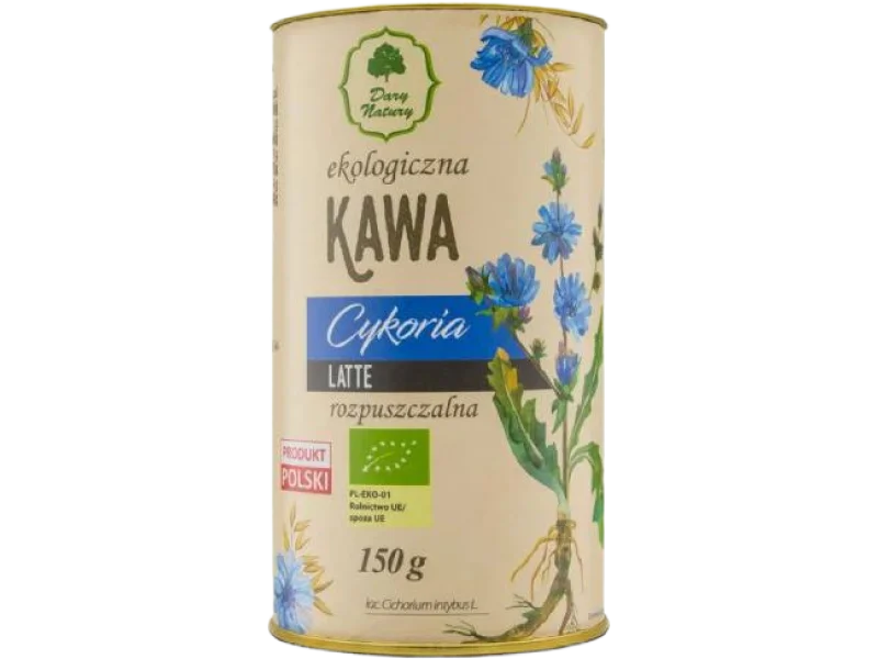 DARY NATURY Ekologiczna kawa z korzenia cykorii latte rozpuszczalna, proszek, 150 g