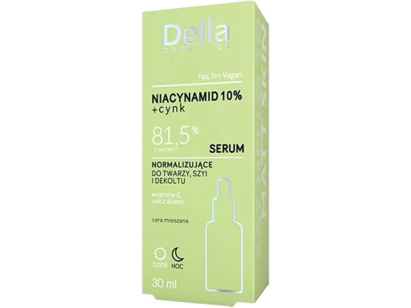Delia Cosmetics niacynamid + cynk serum normalizujące do twarzy szyi i dekoltu, 30 ml