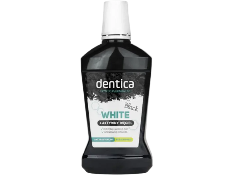 Dentica Black White do higieny jamy ustnej z aktywnym węglem, płyn, 500 ml