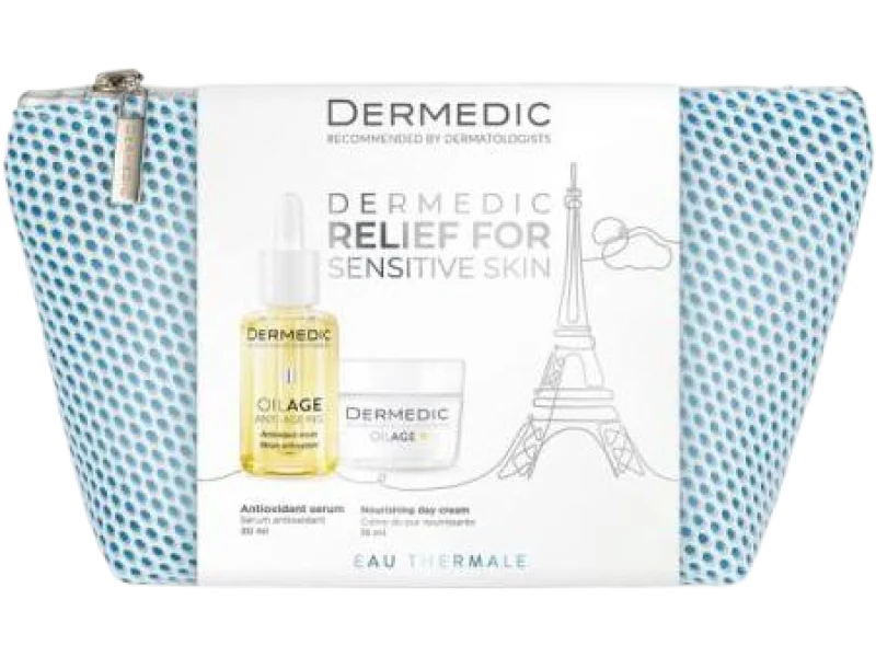DERMEDIC OILAGE Zestaw prezentowy: Serum antyoksydacyjne + Ożywczy krem na dzień, 30 + 15 ml