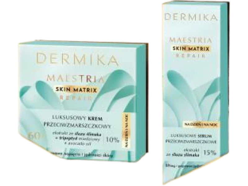 Dermika Maestria 60+ luksusowy krem przeciwzmarszczkowy + luksusowe serum przeciwzmarszczkowe, zestaw, 50 + 30 szt.