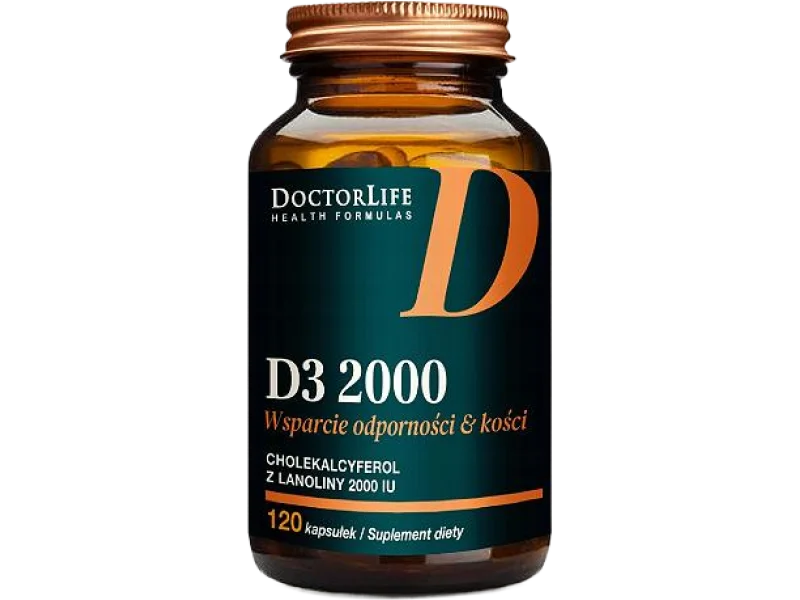 Doctor Life D3 2000 cholekalcyferol z lanoliny, kapsułki, 50 µg, 120 kaps.