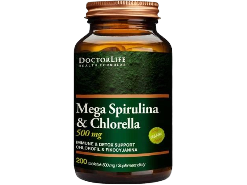 Doctor Life Mega spirulina & chlorella, tabletki, 200 tabl.