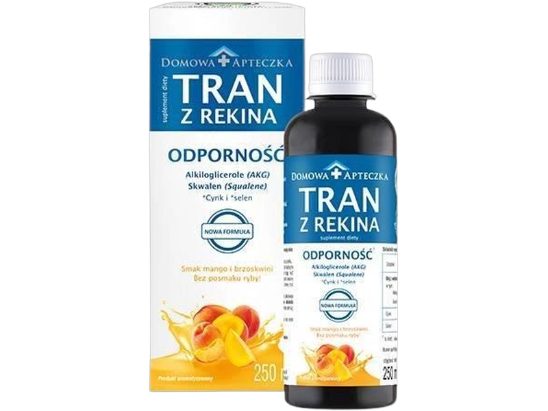 Domowa Apteczka Tran z rekina, smak mango brzoskwinia, płyn, 250 ml