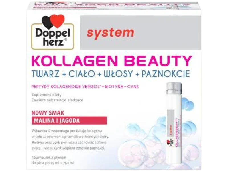 Doppelherz system Kollagen Beauty smak malina i jagoda, płyn, 30 ml
