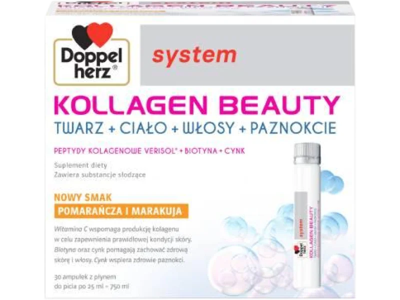Doppelherz system Kollagen Beauty smak pomarańcza i marakuja, płyn, 30 ml