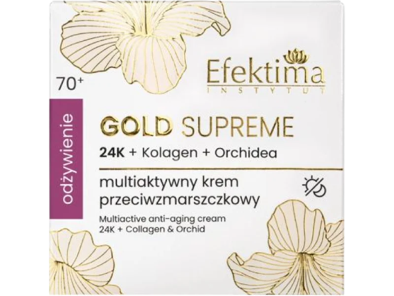 EFEKTIMA Gold Supreme Multiaktywny krem przeciwzmarszczkowy 24K + Kolagen + Orchidea Odżywienie 70+, 50 ml