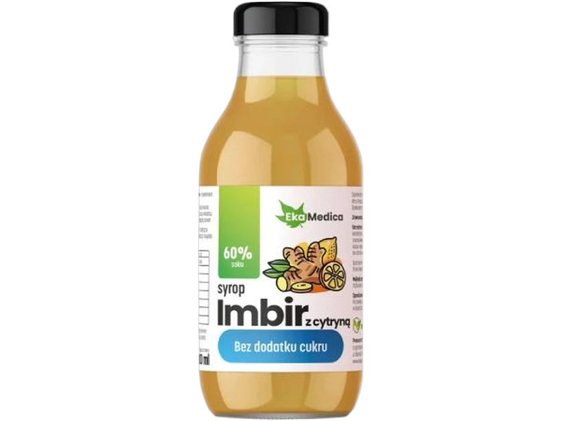 EkaMedica Imbir z cytryną bez dodatku cukru, syrop, 300 ml