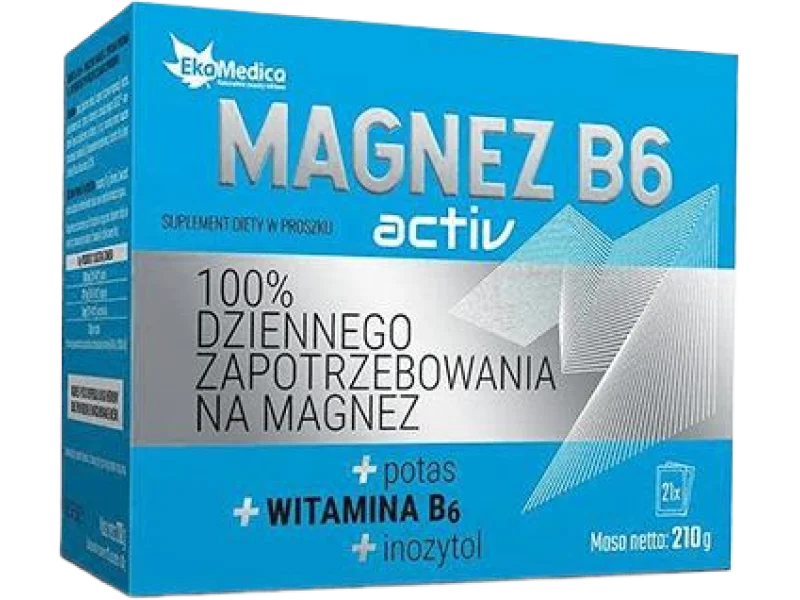 EkaMedica Magnez B6 Active, proszek w saszetkach, 21 saszetek
