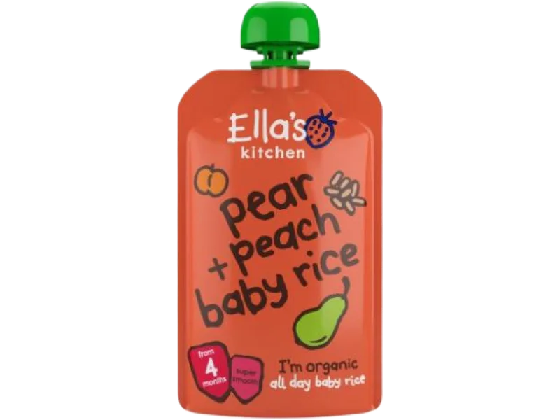 Ella’s Kitchen BIO Baby ryż, gruszka i brzoskwinia, puree, 120 g